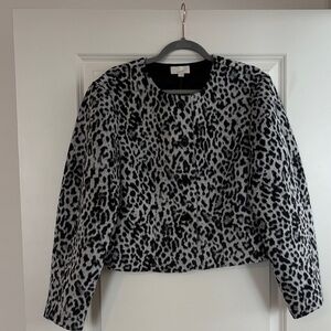 NWT LOFT Black & Gray Leopard-Print Blazer/Jacket